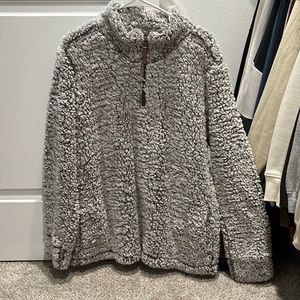 Weatherproof fuzzy pullover